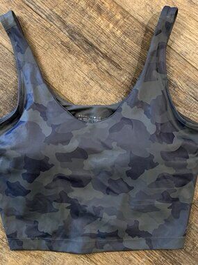 Yogalicious Lux Shiny Gunmetal Camo SPORTS BRA M Yoga Pickleball Gym Workout NWT